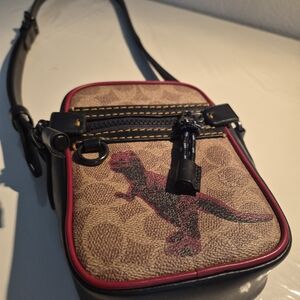 Coach Tan and Black Dinosaur Crossbody Bag